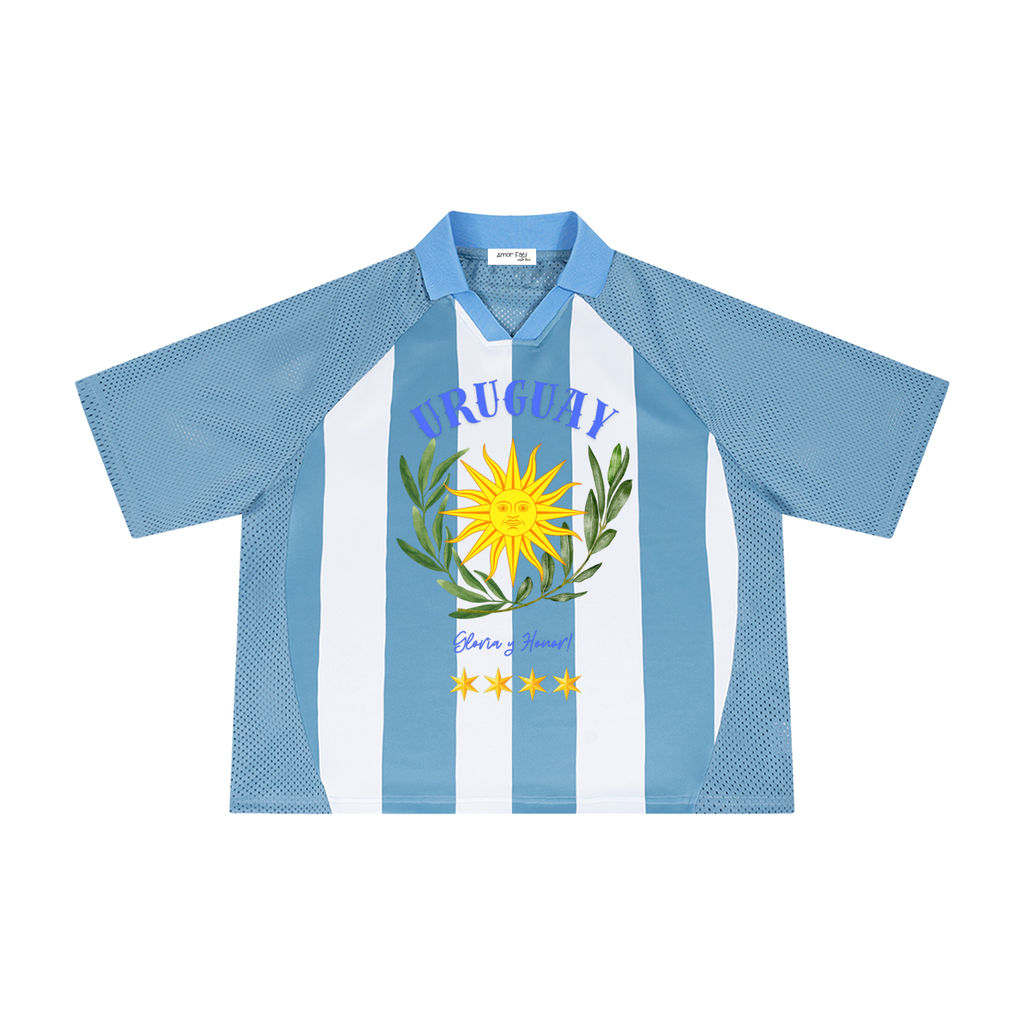 Unisex Striped Mesh Boxy Soccer Jersey